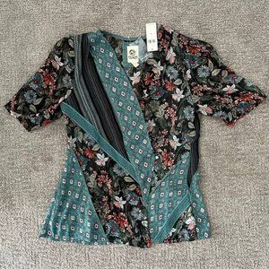 NWT Anthropologie Tiny Lovely Patchwork Wrap Top - SIZE XS